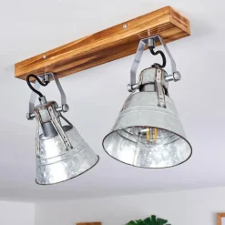 Lampes Industrielles-hofstein Plafonnier Berkeley Brun foncé, Zingué, 2 lumières
