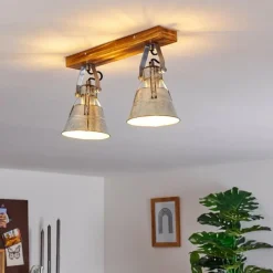 Lampes Industrielles-hofstein Plafonnier Berkeley Brun foncé, Zingué, 2 lumières