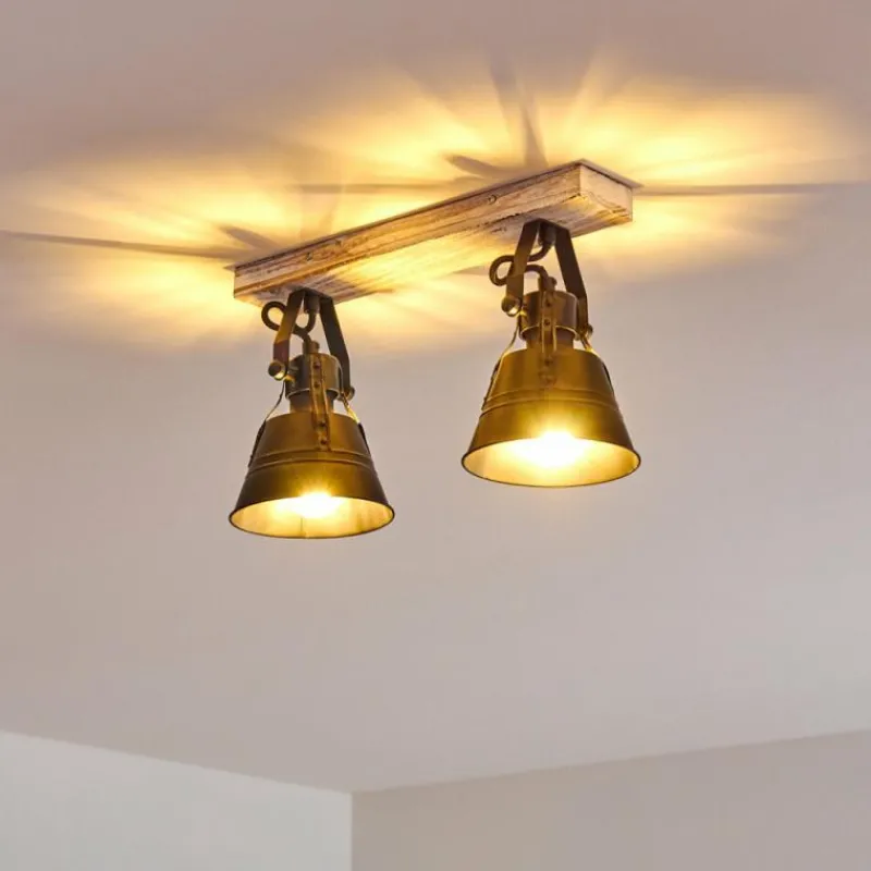 Lampes Dorées-hofstein Plafonnier Berkeley Or, Blanc, 2 lumières