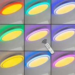 hofstein Plafonnier BERMEO LED Blanc, 2 lumières, Télécommandes, Changeur de couleurs