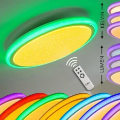 hofstein Plafonnier BERMEO LED Blanc, 2 lumières, Télécommandes, Changeur de couleurs