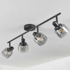 Suspension Verre Fumé-hofstein Plafonnier Betania Noir, 4 lumières