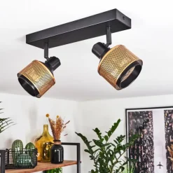 Lampes Dorées-hofstein Plafonnier Betania Noir, 4 lumières