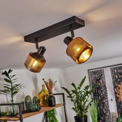 Lampes Dorées-hofstein Plafonnier Betania Noir, 4 lumières