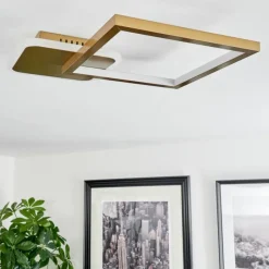 hofstein Plafonnier Bina LED Laiton, 1 lumière, Télécommandes