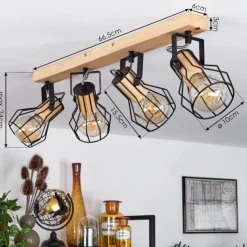 Style Boho-Chic-hofstein Plafonnier Binot Écru, Noir, 4 lumières