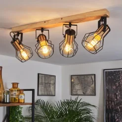 Style Boho-Chic-hofstein Plafonnier Binot Écru, Noir, 4 lumières