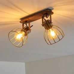 Lampes Vintages & Rétros-hofstein Plafonnier Bitterroot Brun, Bois foncé, 2 lumières