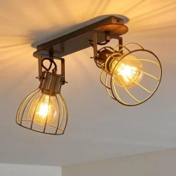 Lampes Vintages & Rétros-hofstein Plafonnier Bitterroot Brun, Bois foncé, 2 lumières