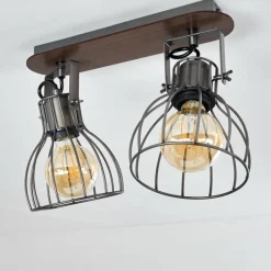 Lampes Vintages & Rétros-hofstein Plafonnier Bitterroot Brun, Bois foncé, 2 lumières