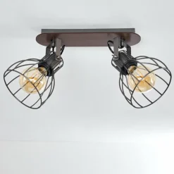 Lampes Vintages & Rétros-hofstein Plafonnier Bitterroot Brun, Bois foncé, 2 lumières