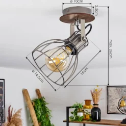 Lampes Vintages & Rétros-hofstein Plafonnier Bitterroot Brun, Bois foncé, 1 lumière