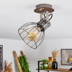 Lampes Vintages & Rétros-hofstein Plafonnier Bitterroot Brun, Bois foncé, 1 lumière