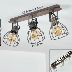 Lampes Vintages & Rétros-hofstein Plafonnier Bitterroot Gris, Bois foncé, 3 lumières