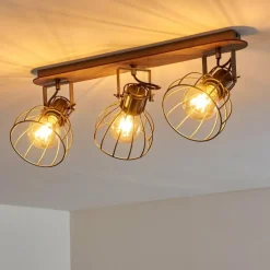 Lampes Vintages & Rétros-hofstein Plafonnier Bitterroot Gris, Bois foncé, 3 lumières