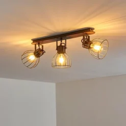 Lampes Vintages & Rétros-hofstein Plafonnier Bitterroot Gris, Bois foncé, 3 lumières