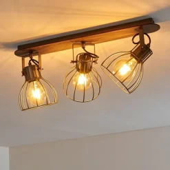 Lampes Vintages & Rétros-hofstein Plafonnier Bitterroot Gris, Bois foncé, 3 lumières