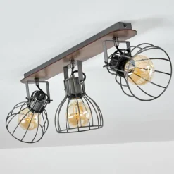 Lampes Vintages & Rétros-hofstein Plafonnier Bitterroot Gris, Bois foncé, 3 lumières