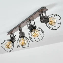 Lampes Vintages & Rétros-hofstein Plafonnier Bitterroot Gris, Bois foncé, 4 lumières