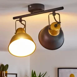 Lampes Dorées-hofstein Plafonnier Blackburn Noir doré, 2 lumières