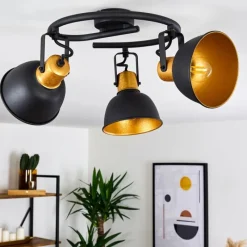 Lampes Dorées-hofstein Plafonnier Blackburn Noir doré, 3 lumières