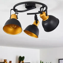 Lampes Dorées-hofstein Plafonnier Blackburn Noir doré, 3 lumières
