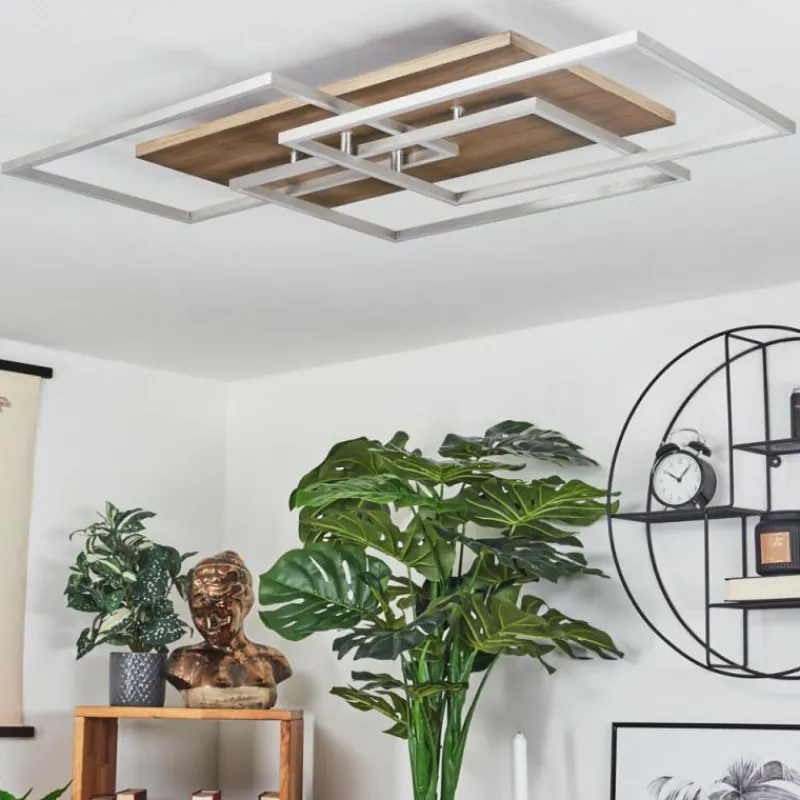 hofstein Plafonnier Blandford LED Écru, Nickel mat, Argenté, 3 lumières, Télécommandes