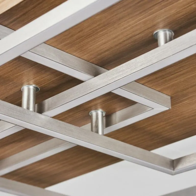 hofstein Plafonnier Blandford LED Écru, Nickel mat, Argenté, 3 lumières, Télécommandes