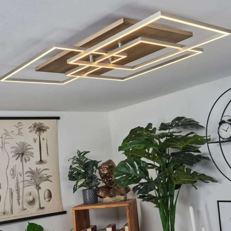 hofstein Plafonnier Blandford LED Écru, Nickel mat, Argenté, 3 lumières, Télécommandes