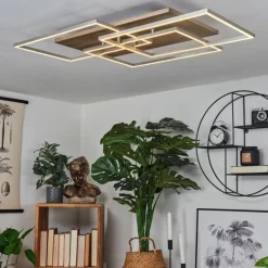 hofstein Plafonnier Blandford LED Écru, Nickel mat, Argenté, 3 lumières, Télécommandes