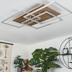 hofstein Plafonnier Blandford LED Écru, Nickel mat, Argenté, 3 lumières, Télécommandes