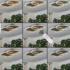 hofstein Plafonnier Blandford LED Écru, Nickel mat, Argenté, 2 lumières, Télécommandes