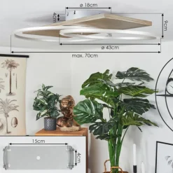 hofstein Plafonnier Blandford LED Écru, Nickel mat, Argenté, 2 lumières, Télécommandes