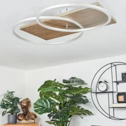 hofstein Plafonnier Blandford LED Écru, Nickel mat, Argenté, 2 lumières, Télécommandes