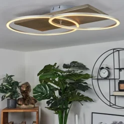 hofstein Plafonnier Blandford LED Écru, Nickel mat, Argenté, 2 lumières, Télécommandes