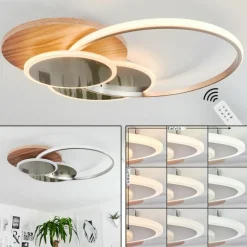 hofstein Plafonnier Blandford LED Écru, Nickel mat, Argenté, 1 lumière, Télécommandes