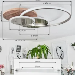 hofstein Plafonnier Blandford LED Écru, Nickel mat, Argenté, 1 lumière, Télécommandes