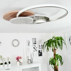 hofstein Plafonnier Blandford LED Écru, Nickel mat, Argenté, 1 lumière, Télécommandes