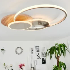 hofstein Plafonnier Blandford LED Écru, Nickel mat, Argenté, 1 lumière, Télécommandes