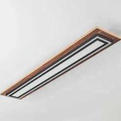 hofstein Plafonnier Blandford LED Brun, Couleur bois, Noir, 2 lumières, Télécommandes