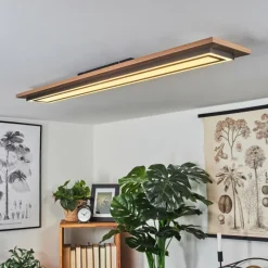 hofstein Plafonnier Blandford LED Brun, Couleur bois, Noir, 2 lumières, Télécommandes