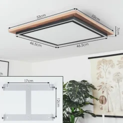 hofstein Plafonnier Blandford LED Brun, Couleur bois, 2 lumières, Télécommandes