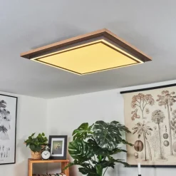 hofstein Plafonnier Blandford LED Brun, Couleur bois, 2 lumières, Télécommandes