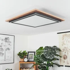 hofstein Plafonnier Blandford LED Brun, Couleur bois, 2 lumières, Télécommandes