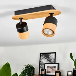 Luminaires Scandinaves-hofstein Plafonnier Blondo Écru, Noir, 2 lumières