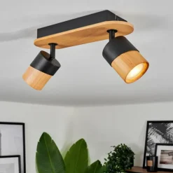 Luminaires Scandinaves-hofstein Plafonnier Blondo Écru, Noir, 2 lumières