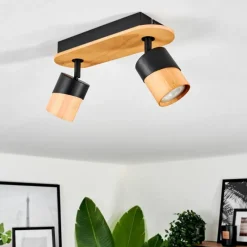 Luminaires Scandinaves-hofstein Plafonnier Blondo Écru, Noir, 2 lumières