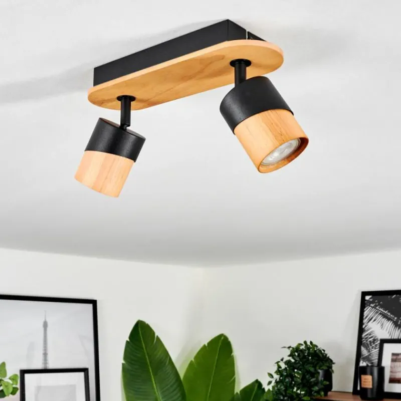 Luminaires Scandinaves-hofstein Plafonnier Blondo Écru, Noir, 2 lumières