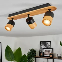 Luminaires Scandinaves-hofstein Plafonnier Blondo Écru, Noir, 3 lumières