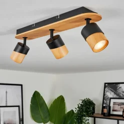 Luminaires Scandinaves-hofstein Plafonnier Blondo Écru, Noir, 3 lumières